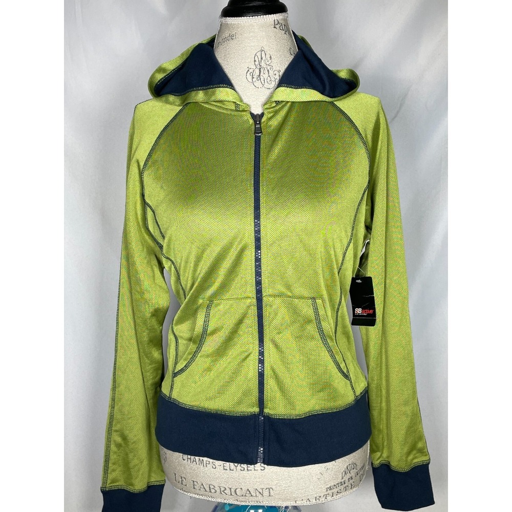 ST JOHN'S BAY SJB Active Green Hooded Training Jacket Women's LARGE NWT
